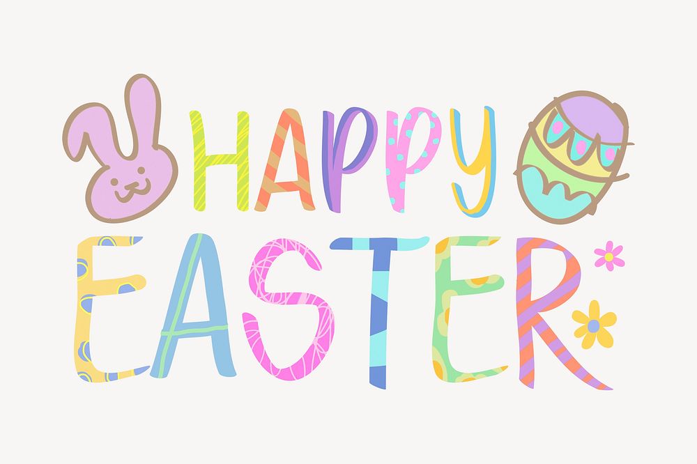 Happy Easter word, handwritten typography