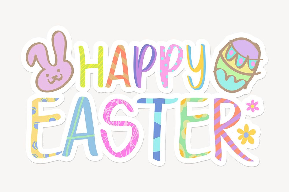 Happy Easter word sticker typography