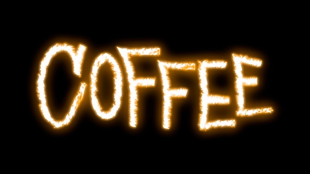 Coffee neon word sticker, handwritten typography vector