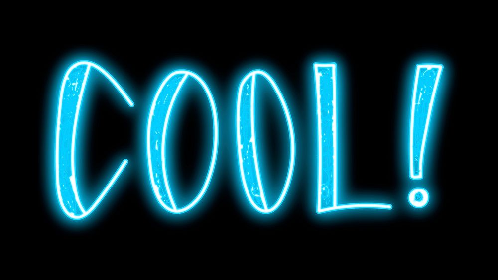 Cool! neon word sticker, handwritten typography vector