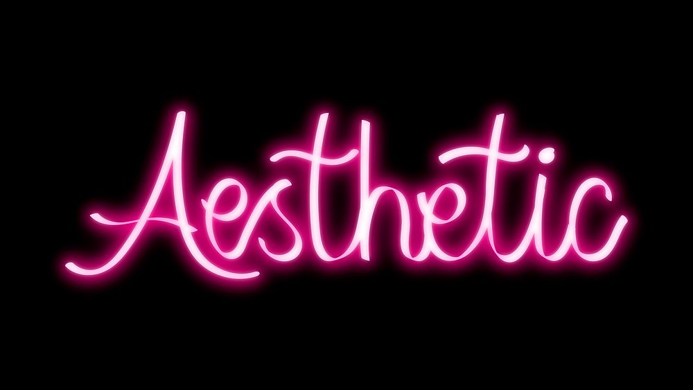 Aesthetic neon word sticker, handwritten typography psd