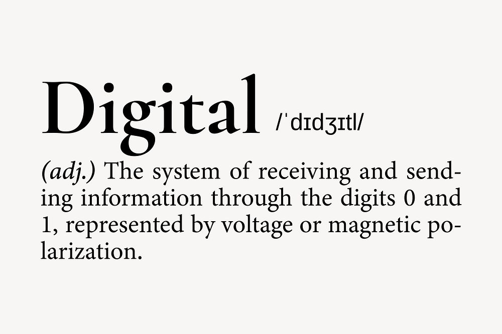 Digital definition, dictionary word typography