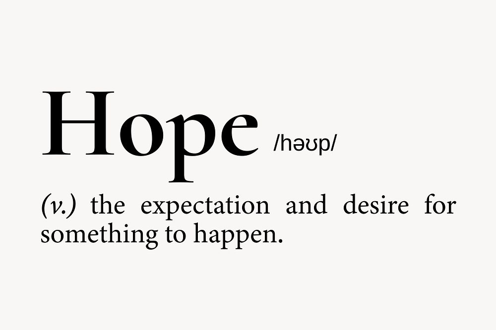 Hope definition, dictionary word typography