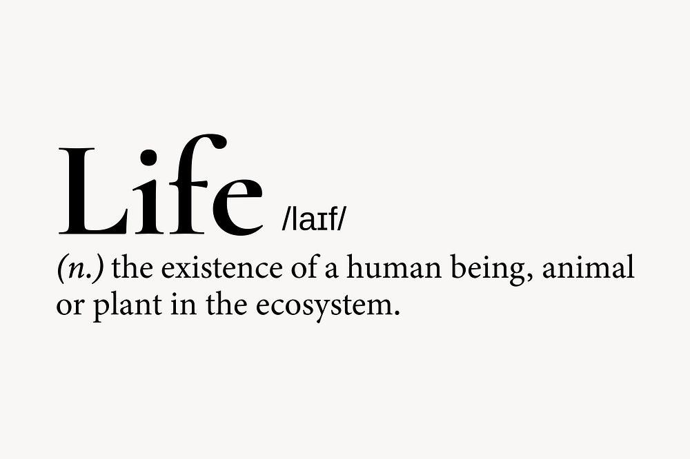 Life definition, dictionary word typography