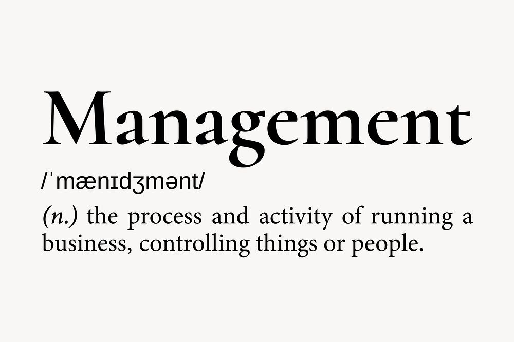 Management definition, dictionary word typography