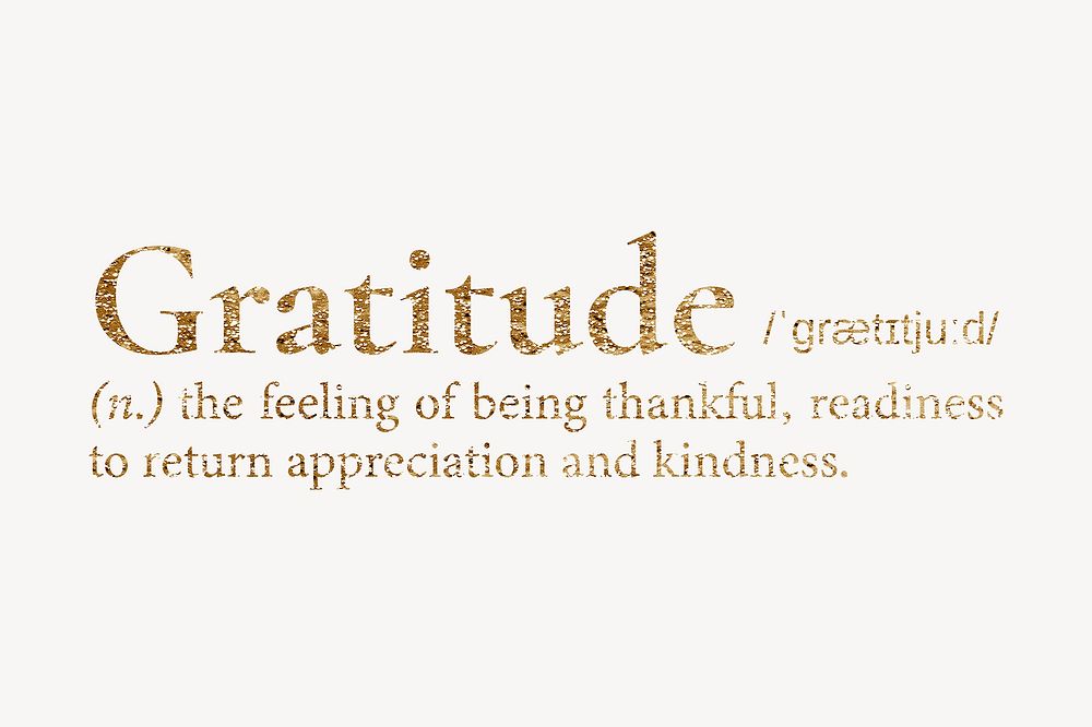 Gratitude definition, gold dictionary word Free Photo rawpixel