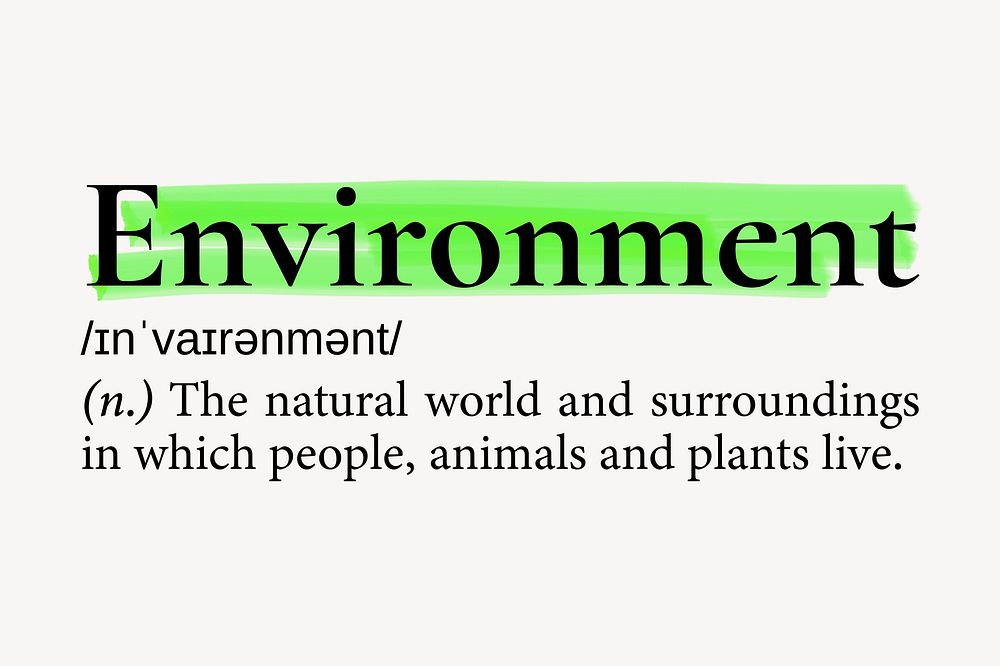 Environment definition, dictionary highlighted word