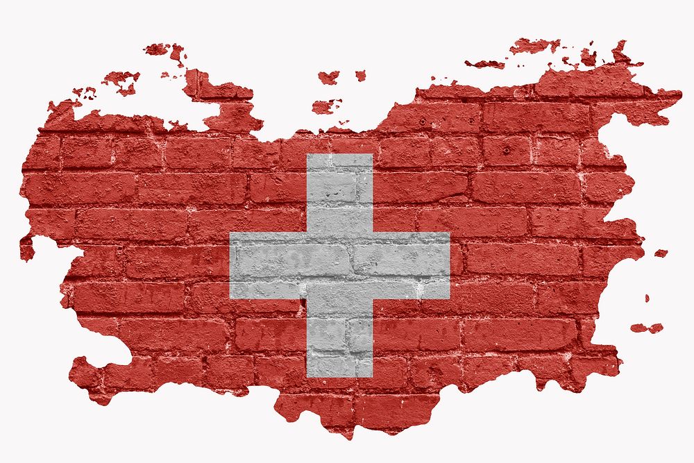 Switzerland's flag, brick wall texture, off white design