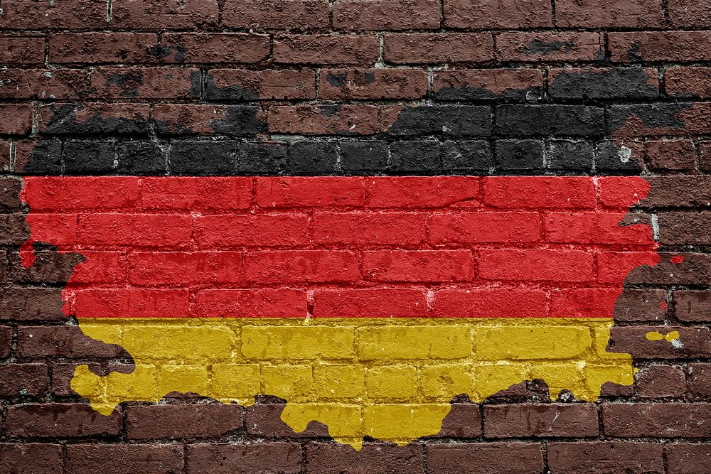 Germany's flag, brown brick wall texture design