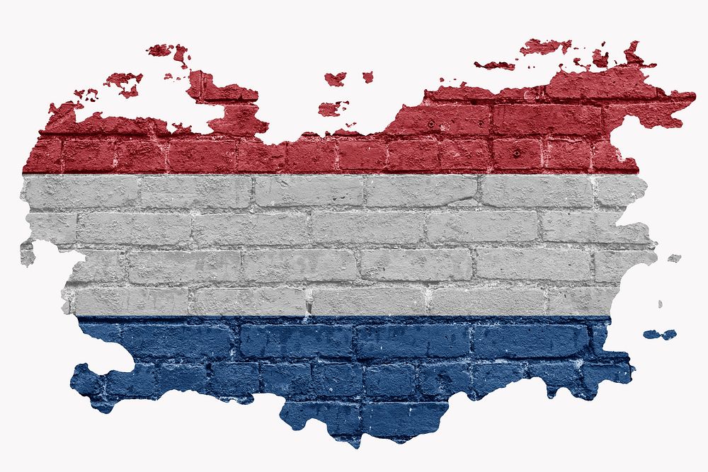 Dutch flag, brick wall texture, off white design