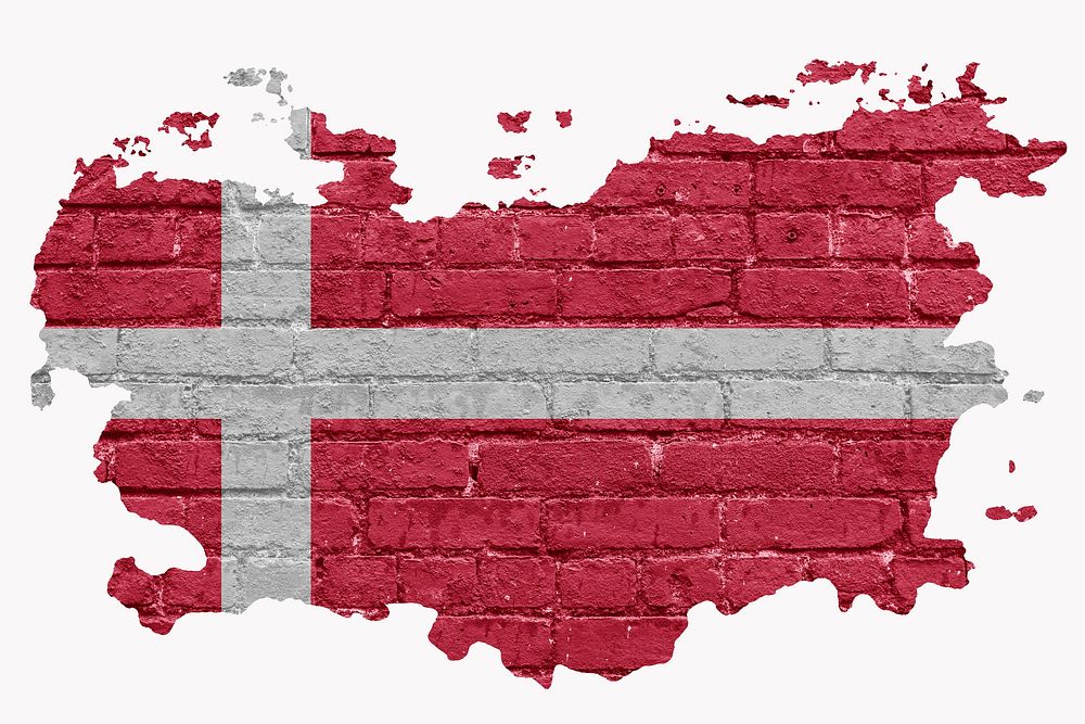 Denmark's flag, brick wall texture, off white design