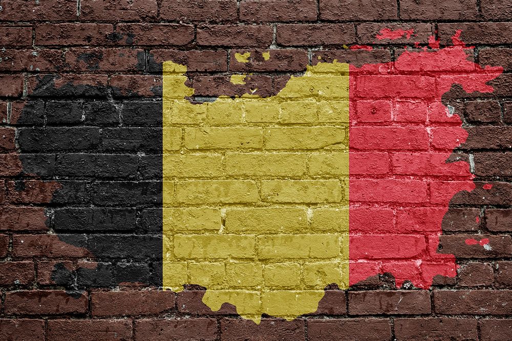 Belgium's flag, brown brick wall texture design