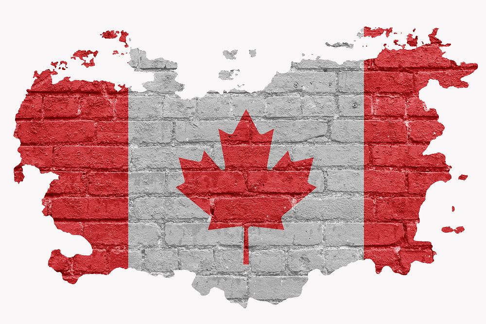 Canada's flag, brick wall texture, off white design