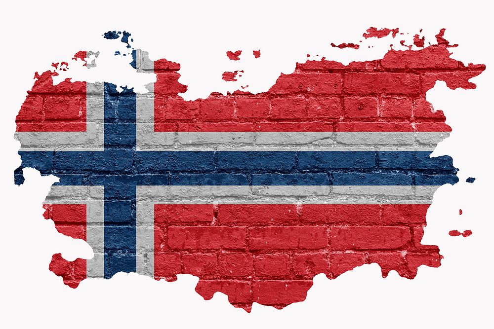 Norway's flag, brick wall texture, off white design
