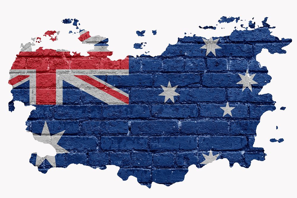 Australia's flag, brick wall texture, off white design
