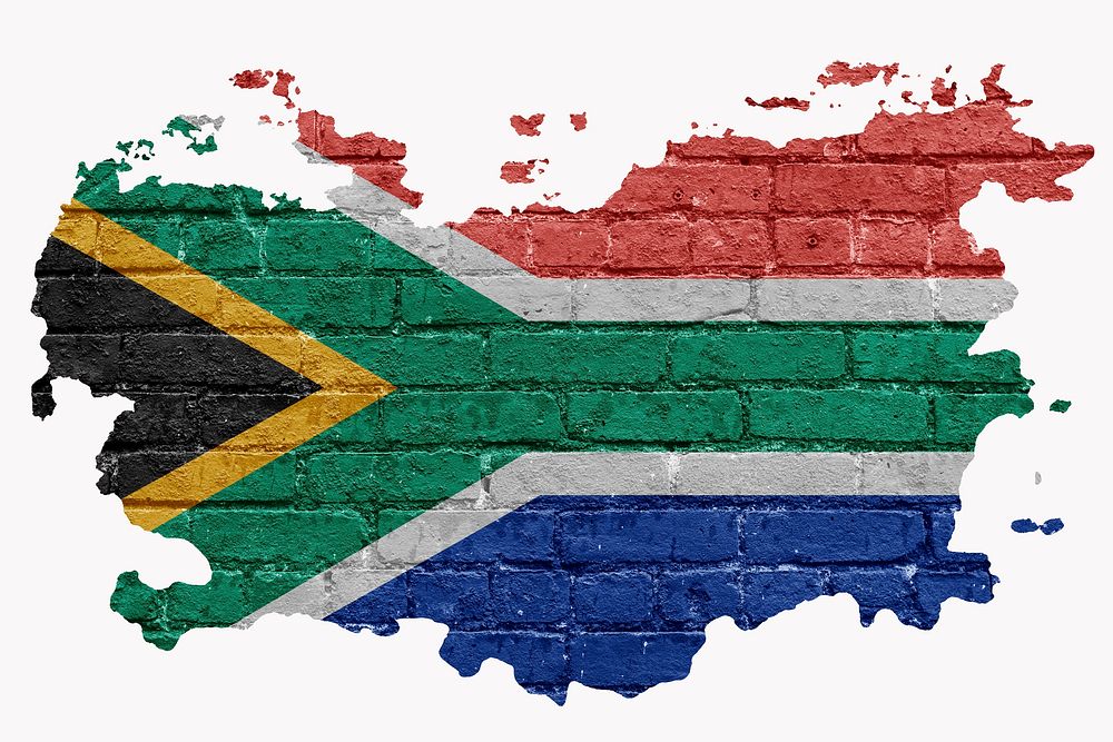 South Africa's flag, brick wall texture, off white design