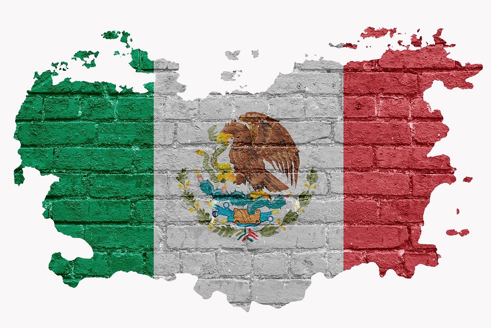 Mexico's flag, brick wall texture, off white design