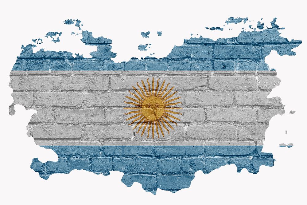 Argentina's flag, brick wall texture, off white design