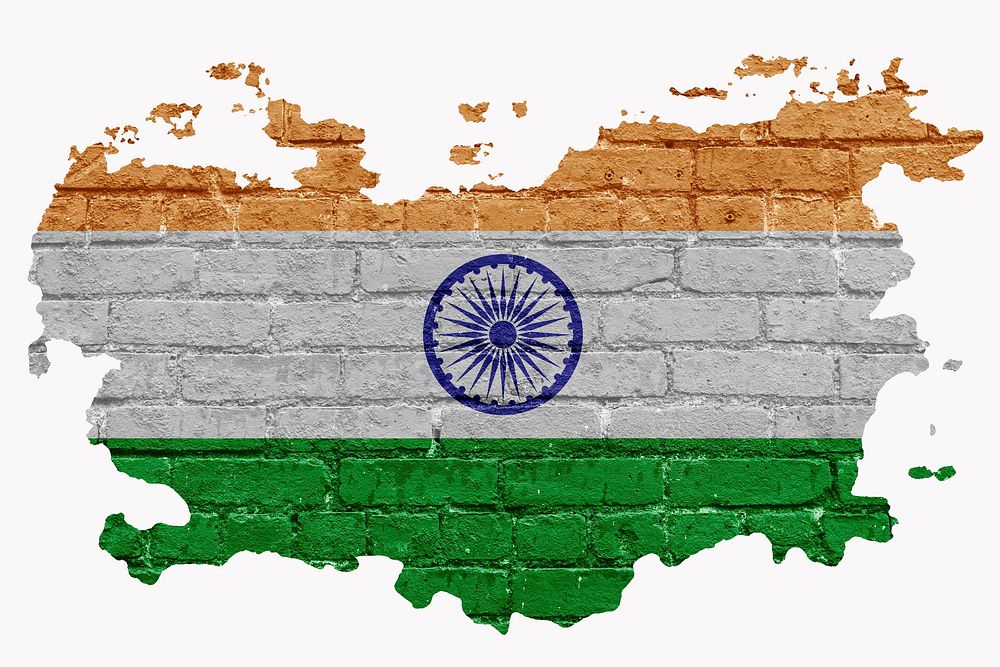 India's flag, brick wall texture, off white design