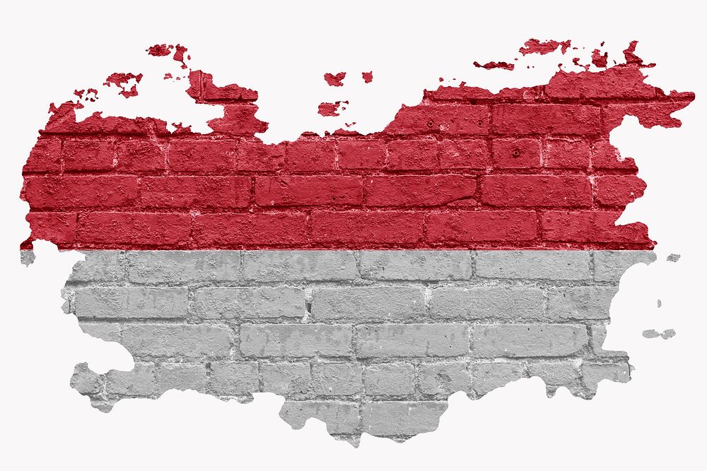 Indonesia's flag, brick wall texture, off white design