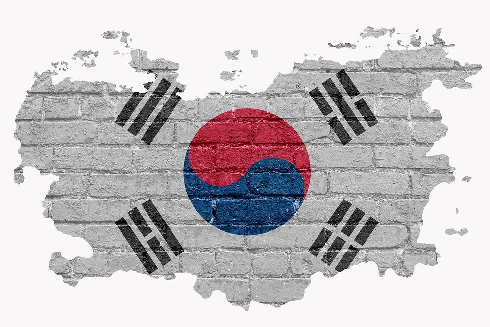 Korea's flag, brick wall texture, off white design
