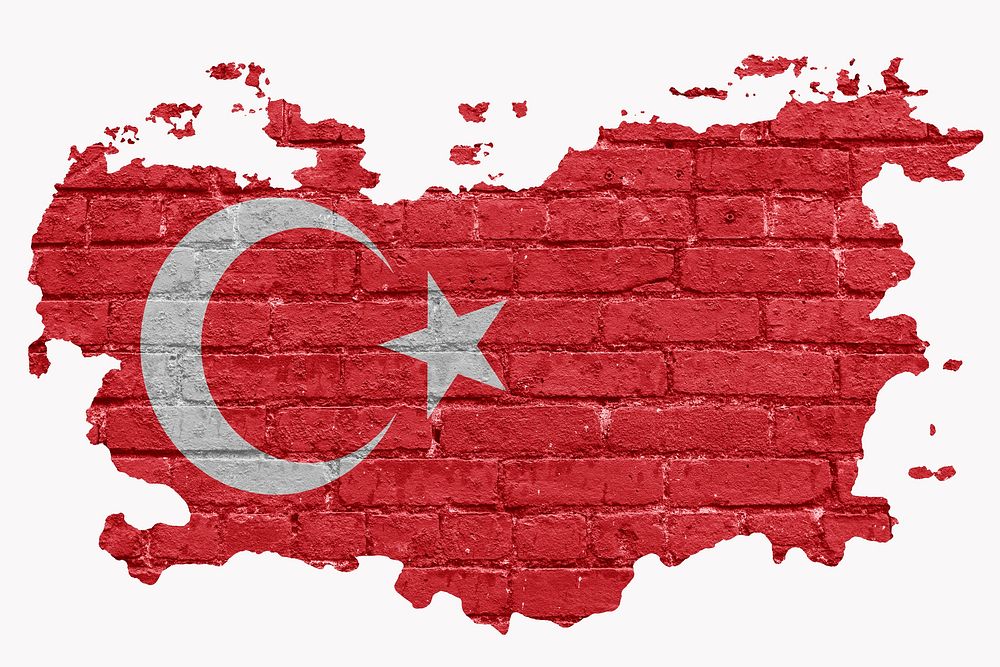 Turkey's flag, brick wall texture, off white design