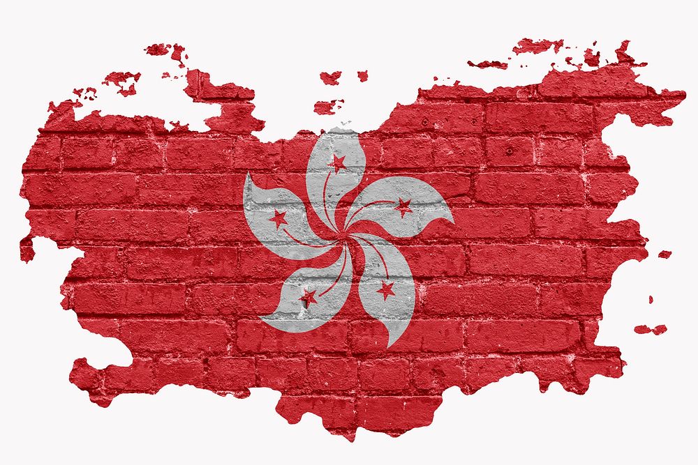Hong Kong&rsquo;s flag, brick wall texture, off white design