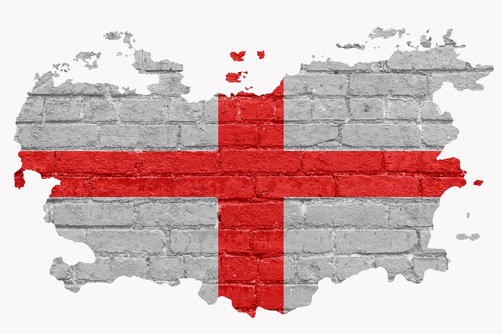 England's flag, brick wall texture, off white design