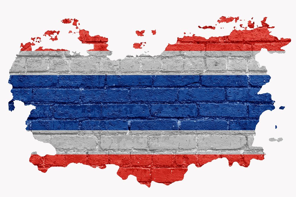 Thailand&rsquo;s flag, brick wall texture, off white design