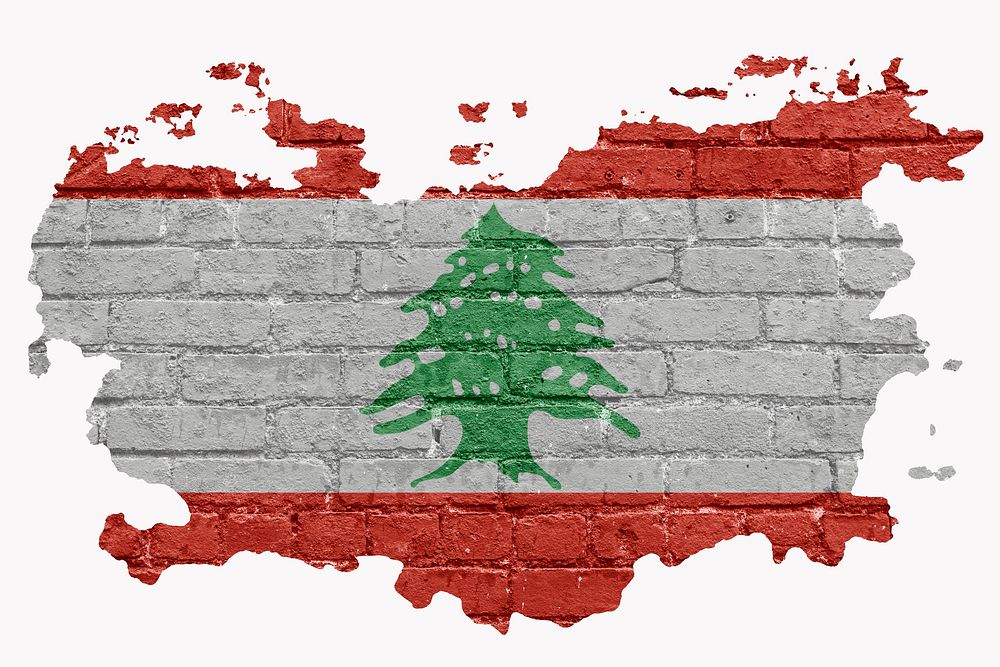 Lebanon's flag, brick wall texture, off white design