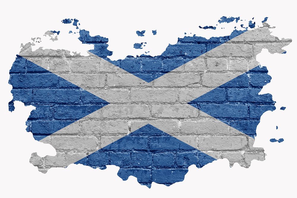 Scotland's flag, brick wall texture, off white design