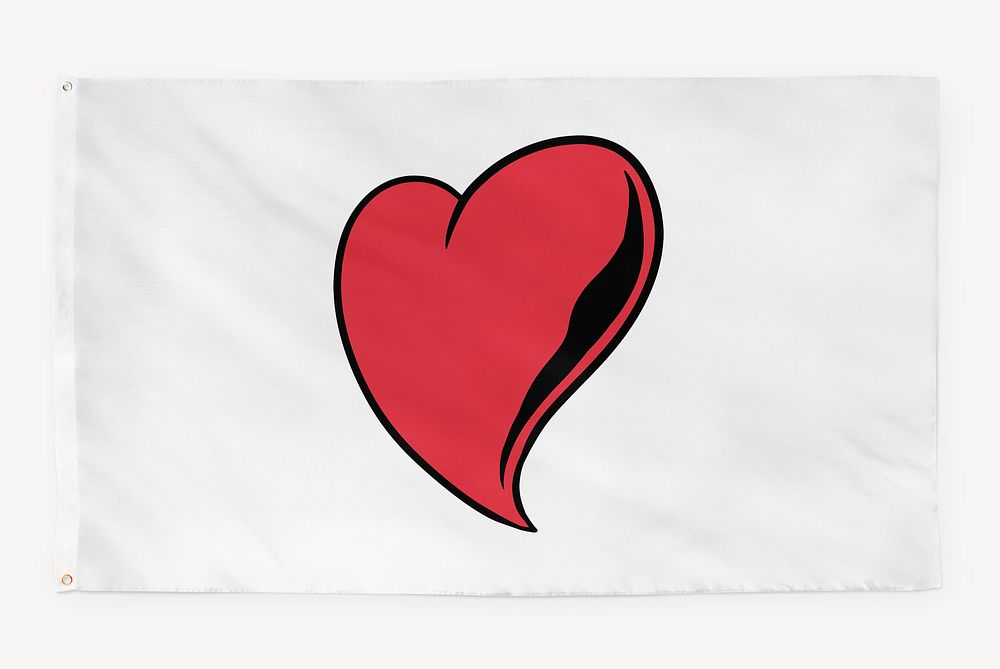 Red heart flag graphic, valentine concept