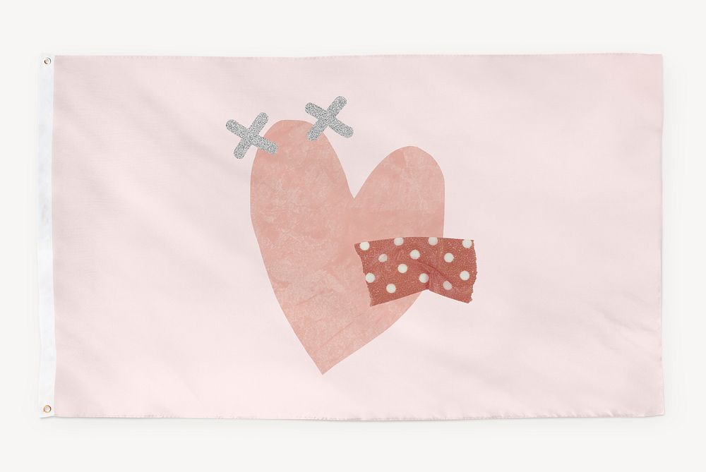 Pink heart flag graphic, Valentine concept