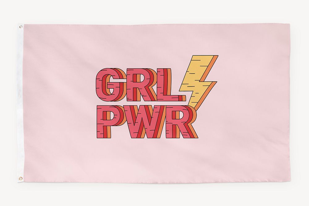 Girl power pink flag graphic