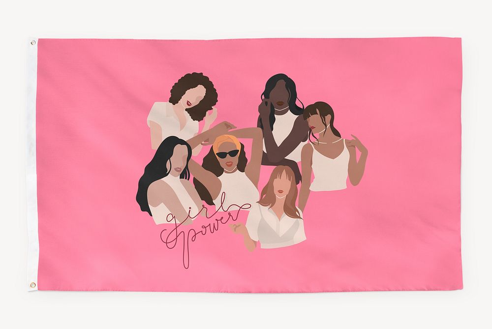 Pink girl power flag graphic