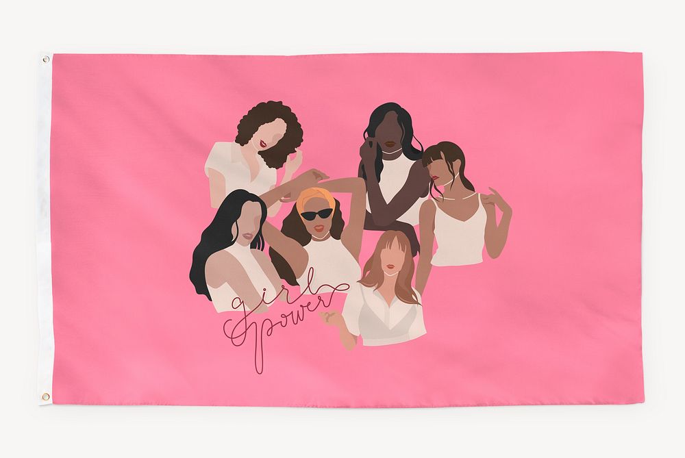Pink girl power flag graphic Free Photo rawpixel