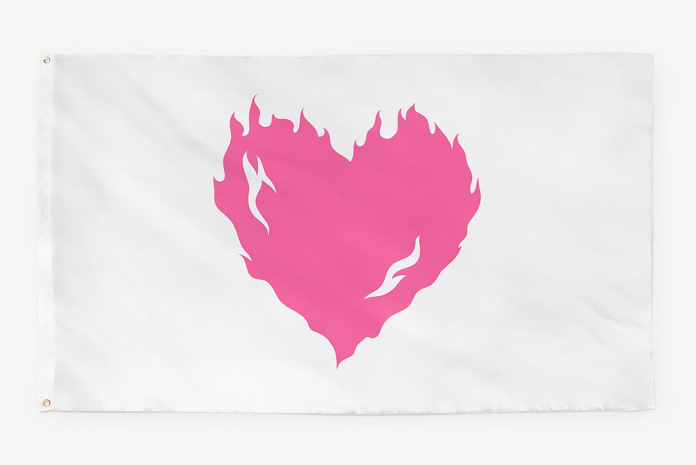 Pink burning heart flag, Valentine concept