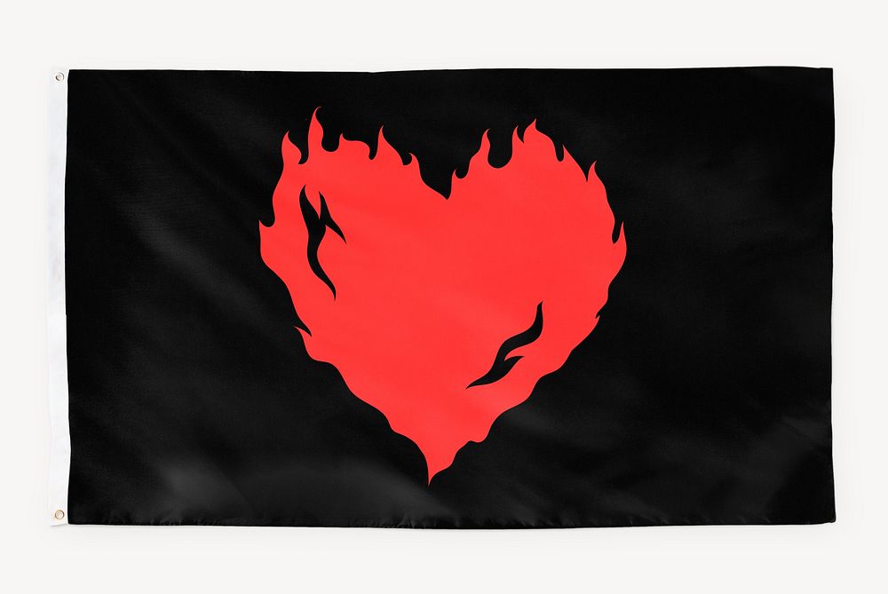 Red burning heart flag, Valentine concept