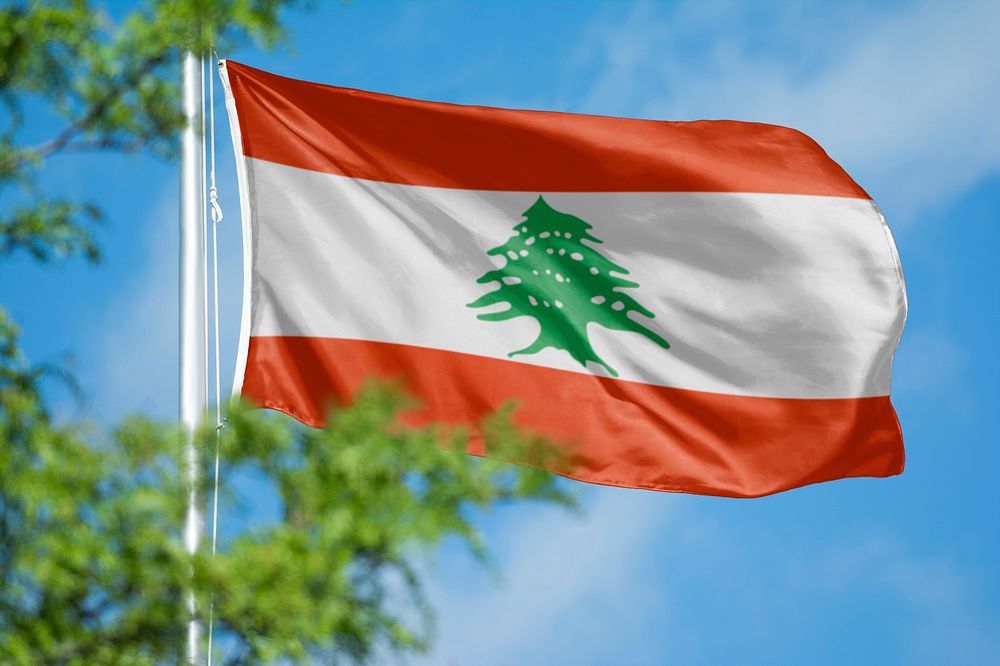 Lebanon flag, blue sky design