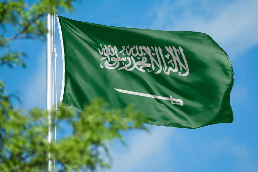 Saudi Arabia flag, blue sky design
