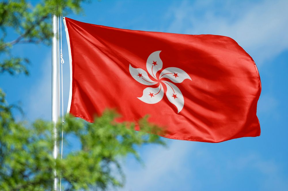 Hong Kong flag, blue sky design