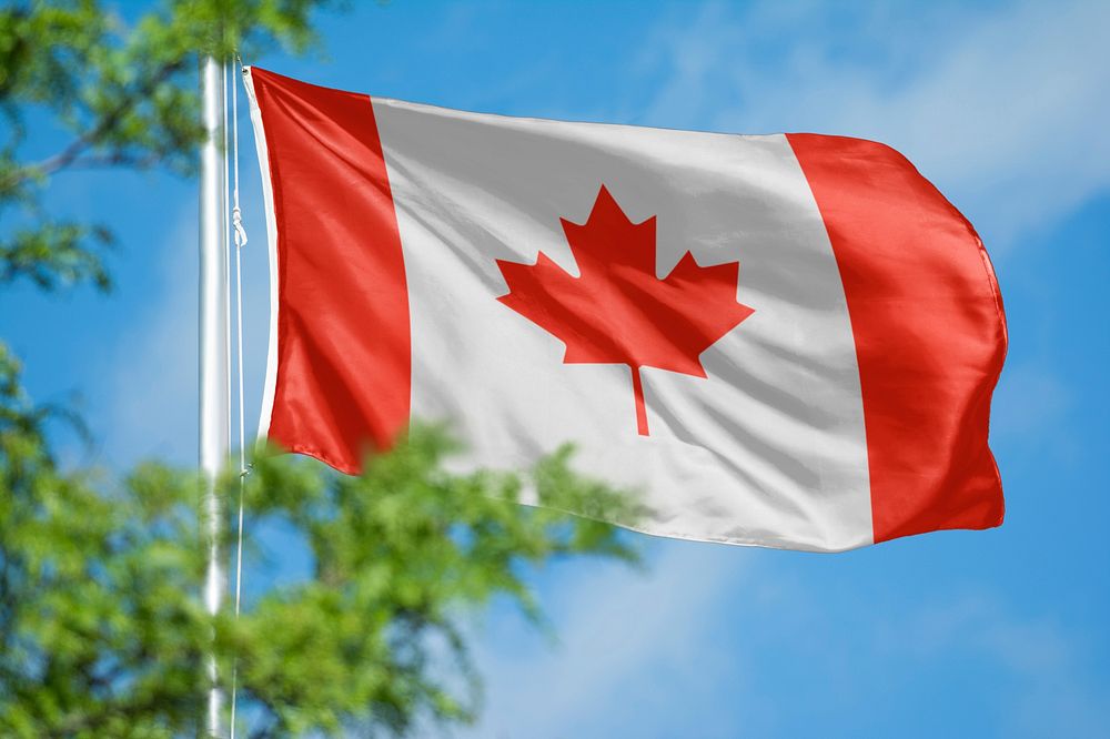 Canada flag, blue sky design