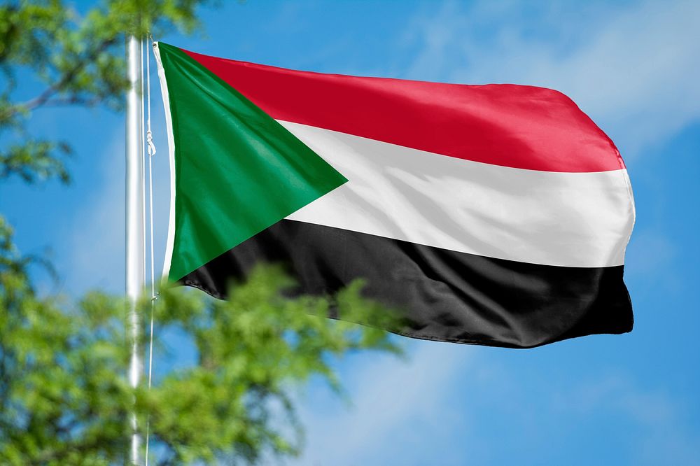 Sudan flag, blue sky design