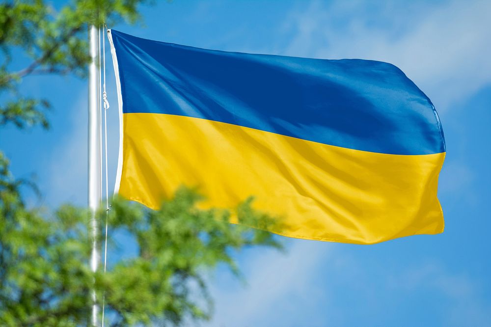 Ukraine flag, blue sky design