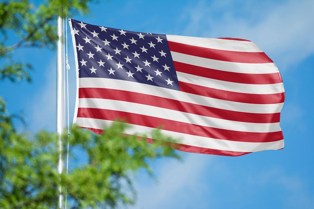USA flag, blue sky design