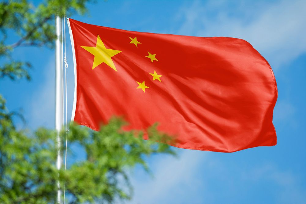 China flag, blue sky design