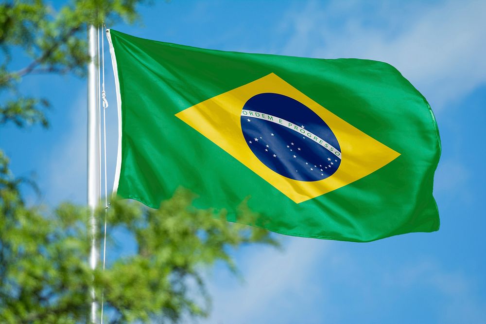 Brazil flag, blue sky design
