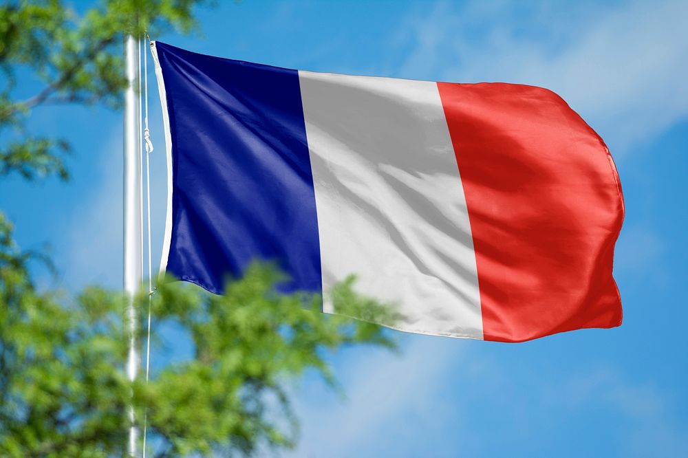 France flag, blue sky design