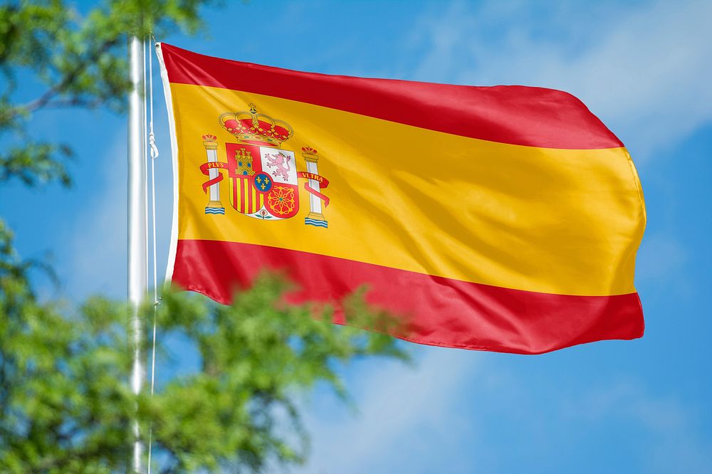 Spain flag, blue sky design