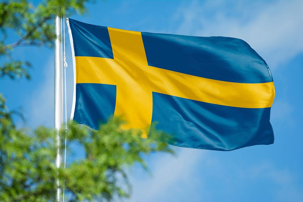 Sweden flag, blue sky design